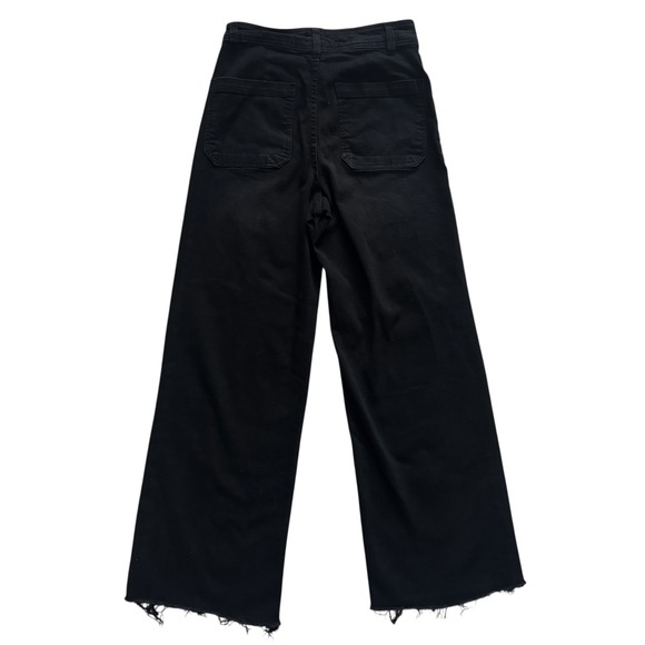 OAT NEW YORK Black Wide Leg Raw Hem Jeans High Rise Women Size 4 27 Grunge Retro - Picture 12 of 12